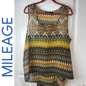 Mileage Plus Chevron Sleeveless High Low Split Back Top. Size 2X. EUC